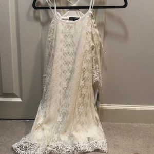 White lacy dress with quarter sleeves